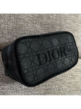 Dior Beauty Makeup Bag Mesh Black Small Pouch Gift Luxury Authentic